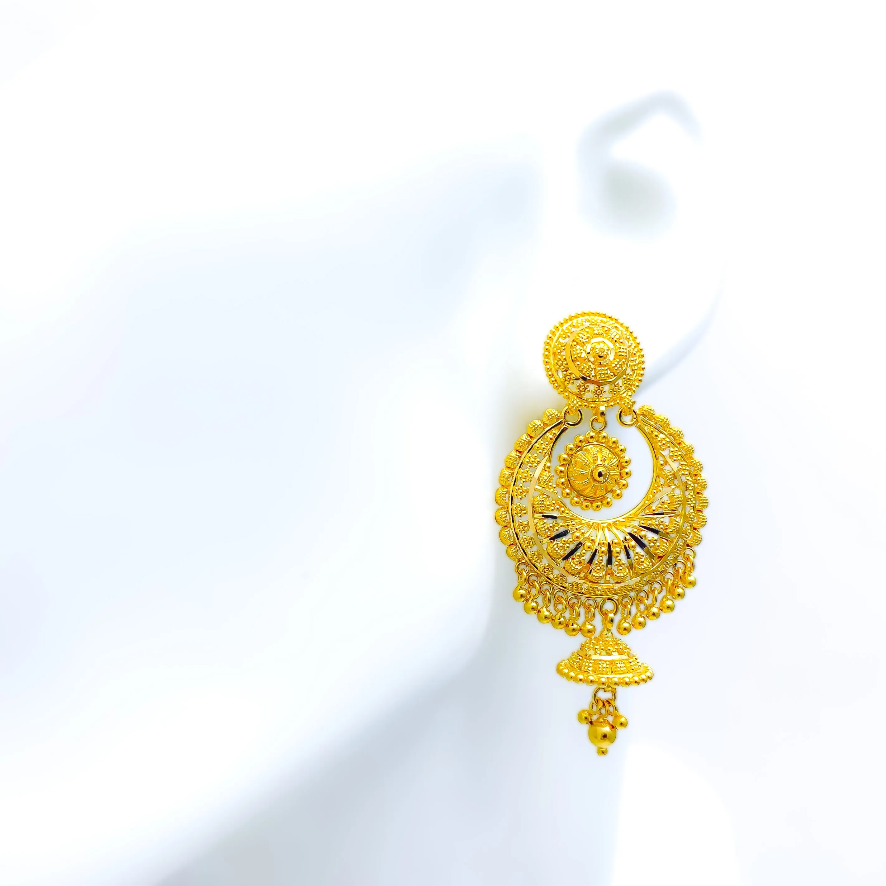 Attractive Dangling Flower 22k Gold Chand Bali