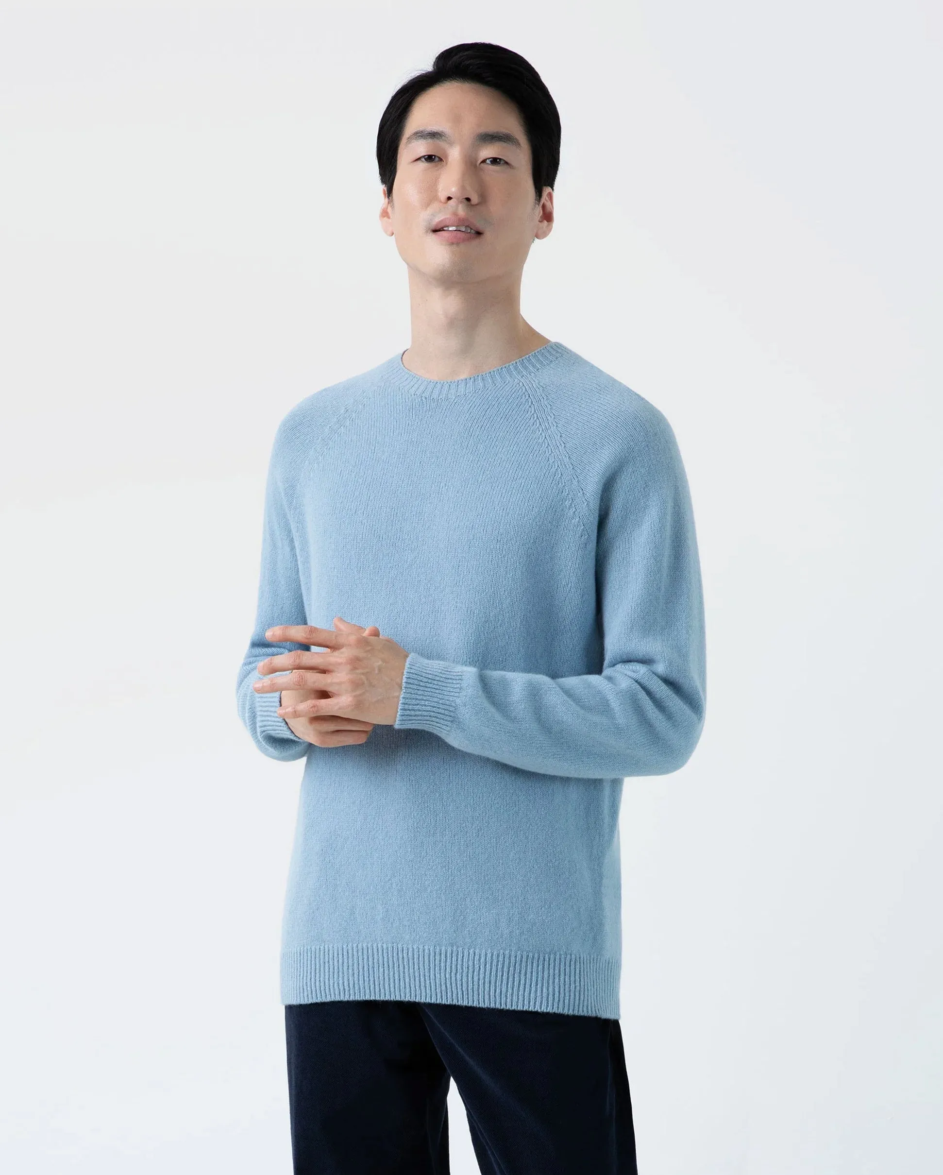 LAMBSWOOL CREW NECK JUMPER / SKY BLUE